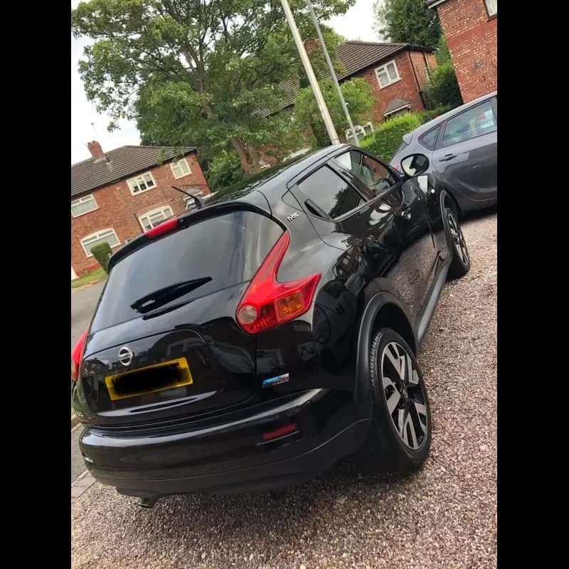Black Nissan Juke with deep gloss finish after Dr. Autocare mobile car valet, Stockport